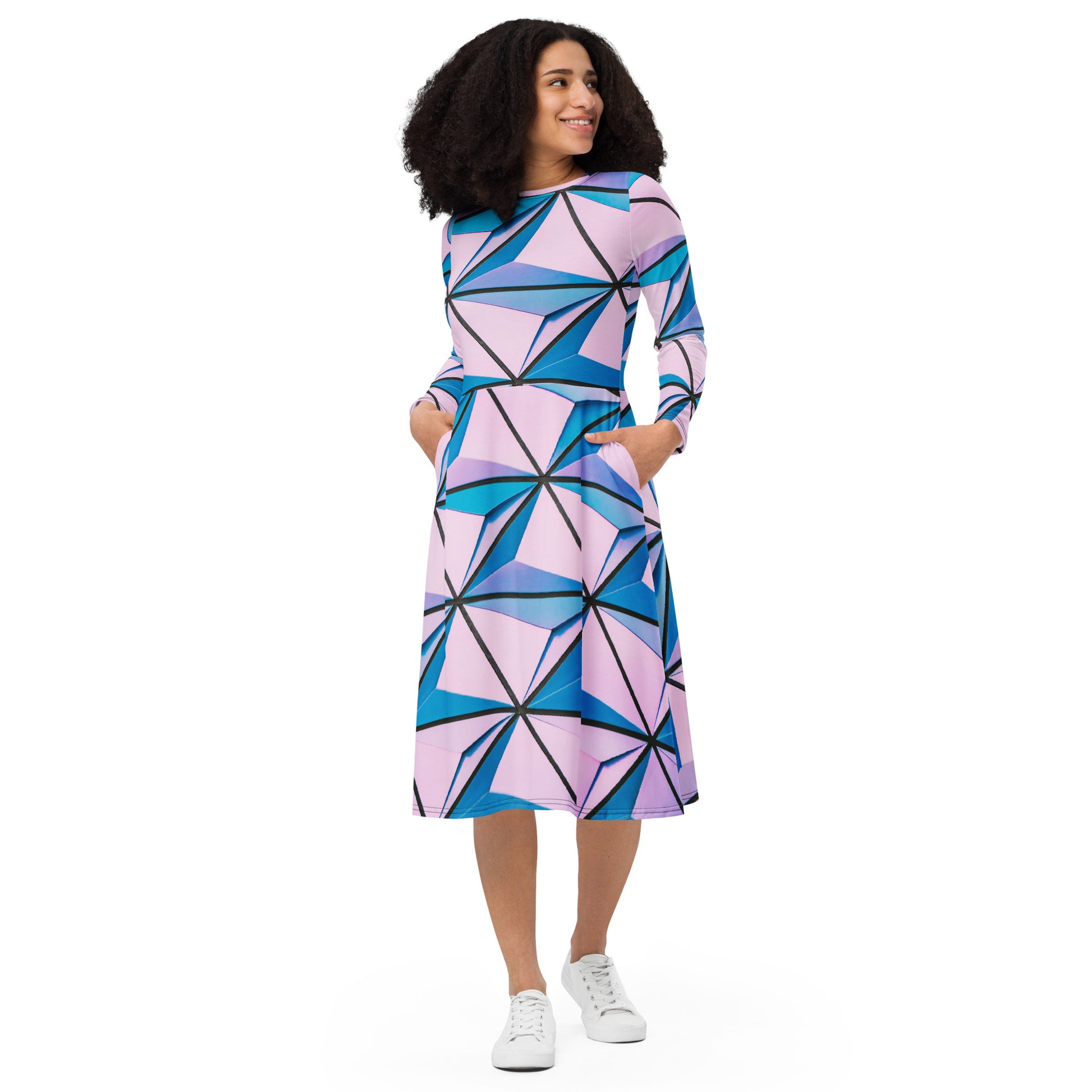 Lineage of Angles Women's Long Sleeve Midi Dress - FLAKOUT