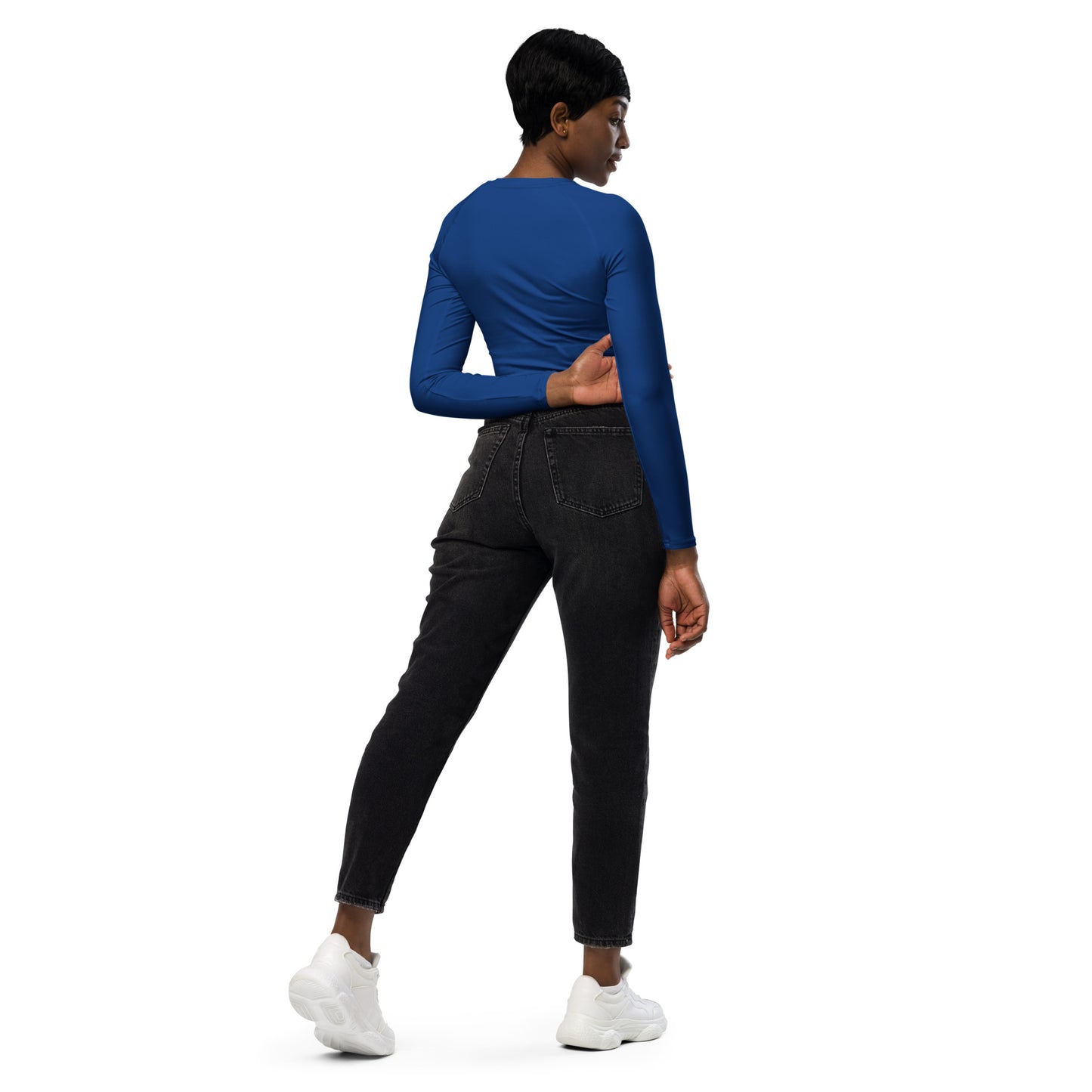 Women's Recycled Long-sleeve Crop Top - Dark Cerulean