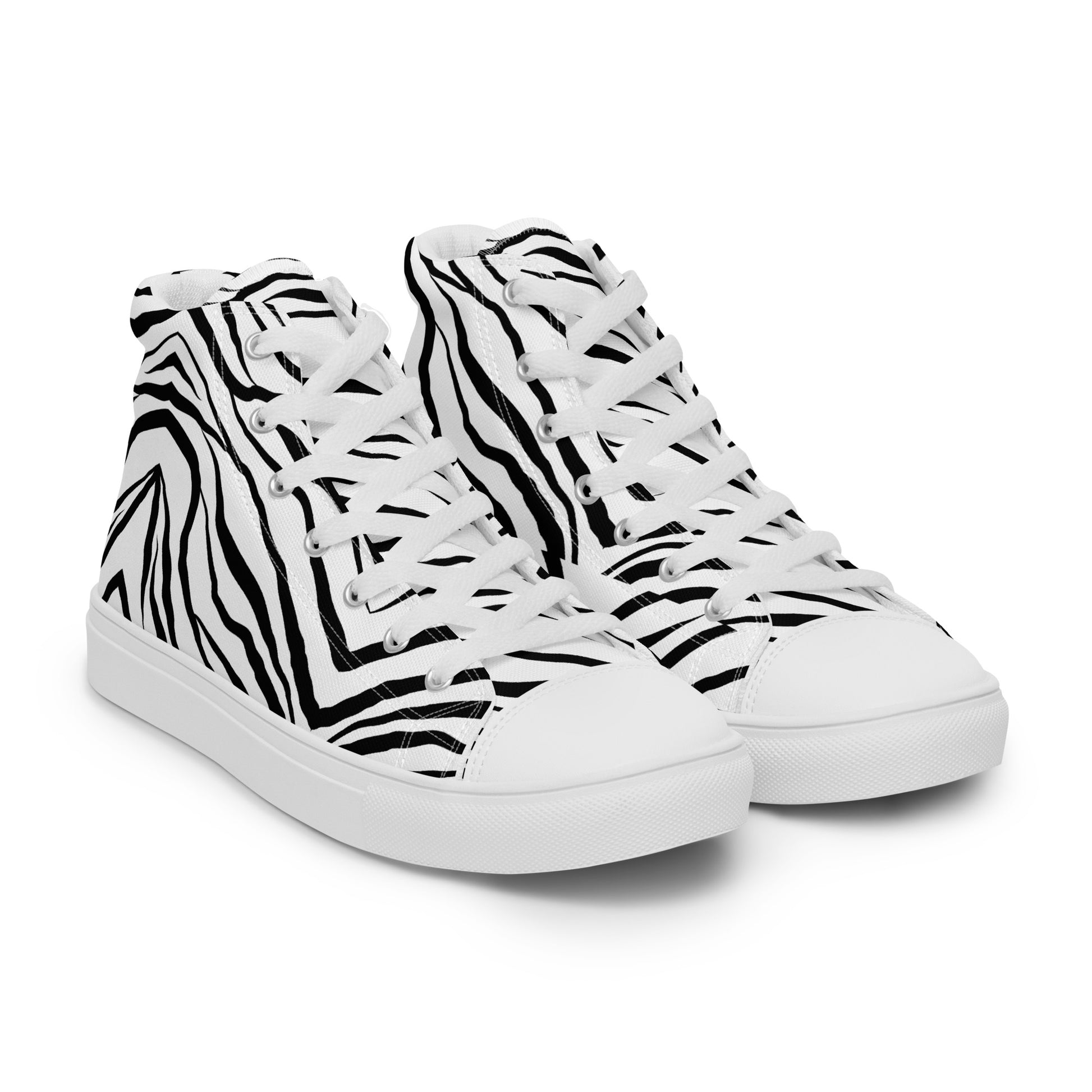 Striped Zebra Vibrance Men’s High Top Canvas Shoes - FLAKOUT