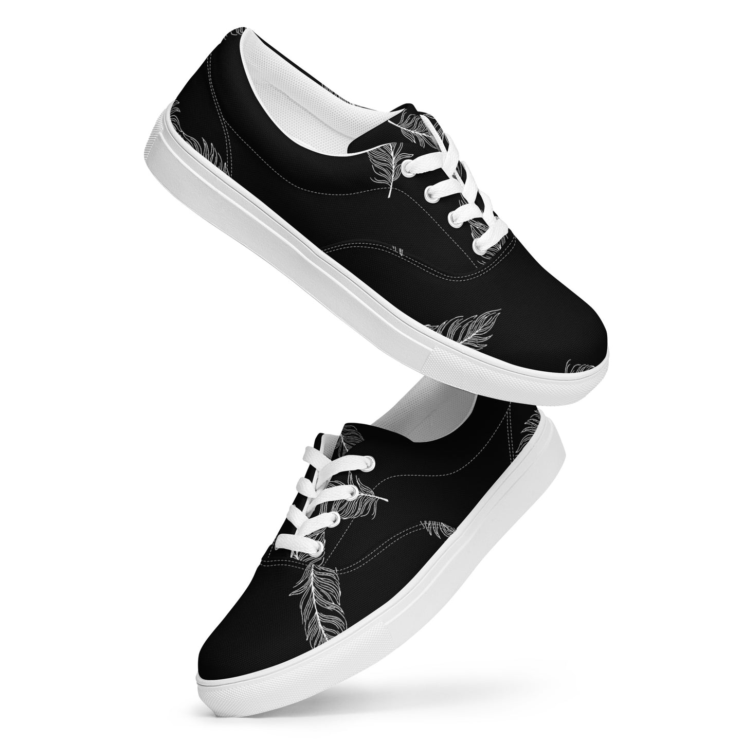 Ethereal Plumes Men’s Lace-up Canvas Shoes - FLAKOUT