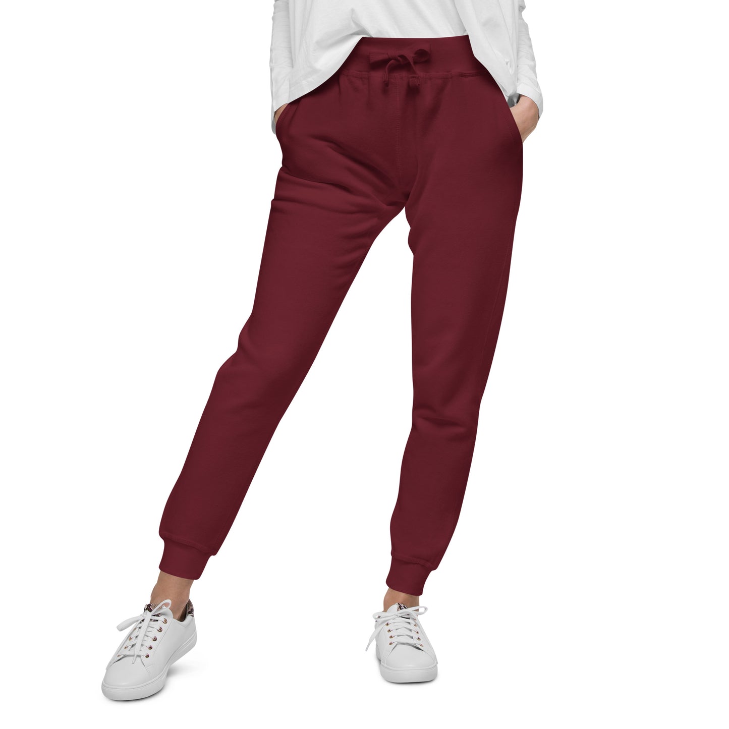 FLAKOUT Logo Back Leg Unisex Fleece Sweatpants - Maroon - FLAKOUT