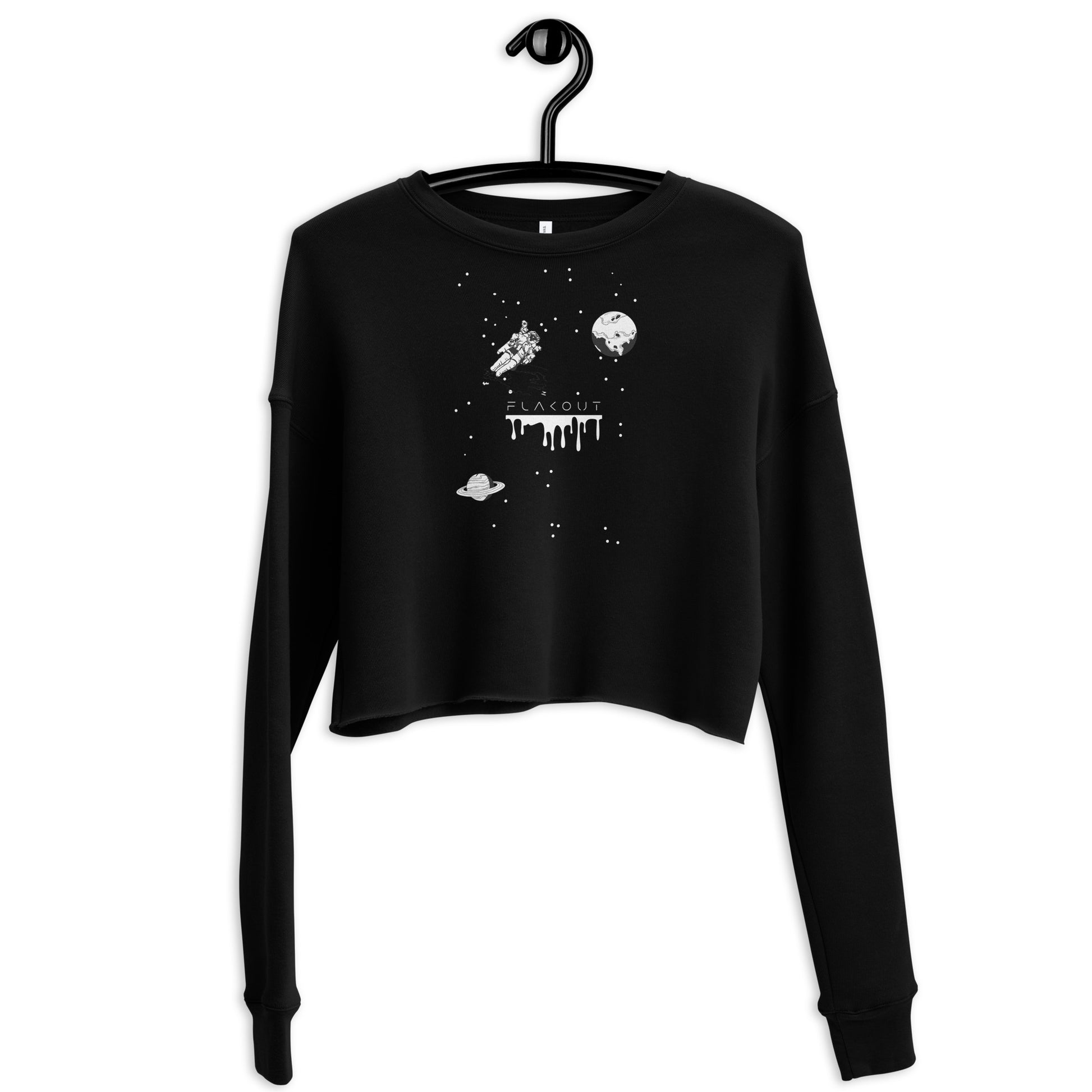 Astronaut Women's Crop Sweatshirt - Black - FLAKOUT