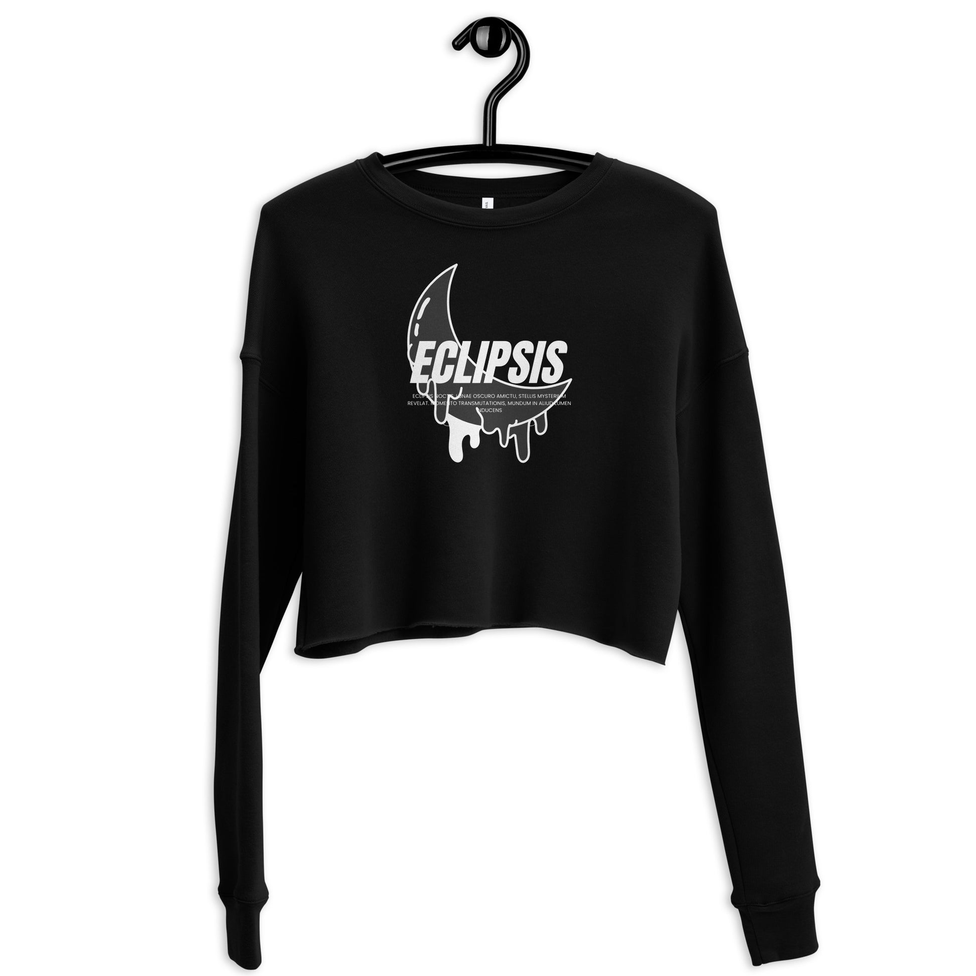 Lunar Eclipsis Women's Crop Sweatshirt - Black - FLAKOUT