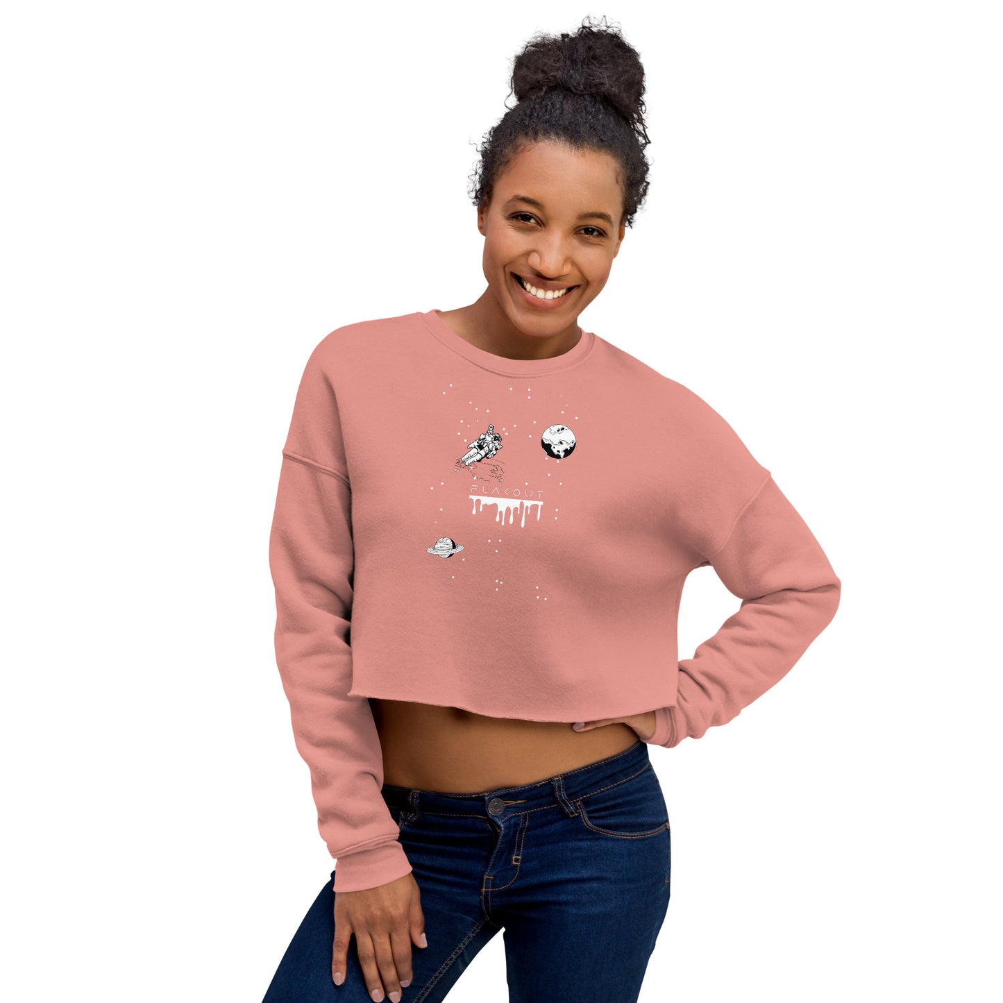 Astronaut Women's Crop Sweatshirt - Mauve - FLAKOUT