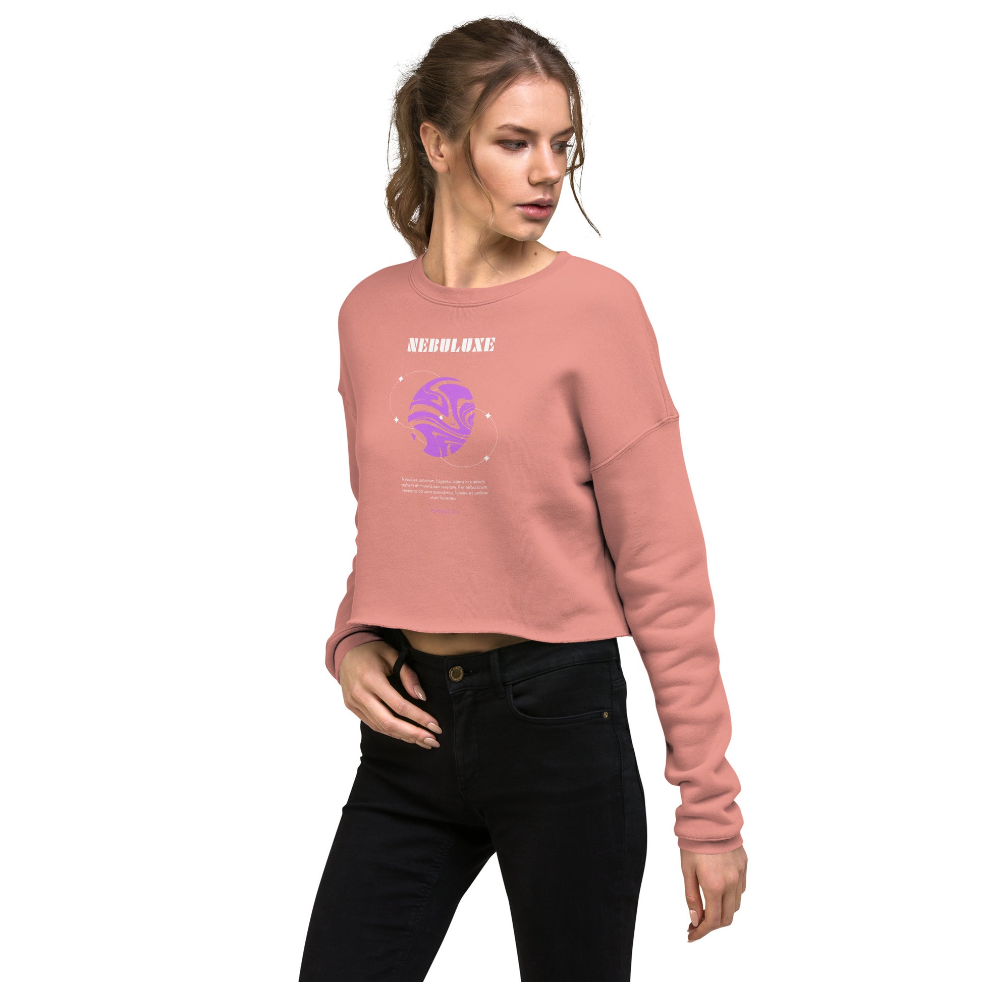 Nebuluxe Brilliance Women's Crop Sweatshirt - Mauve - FLAKOUT