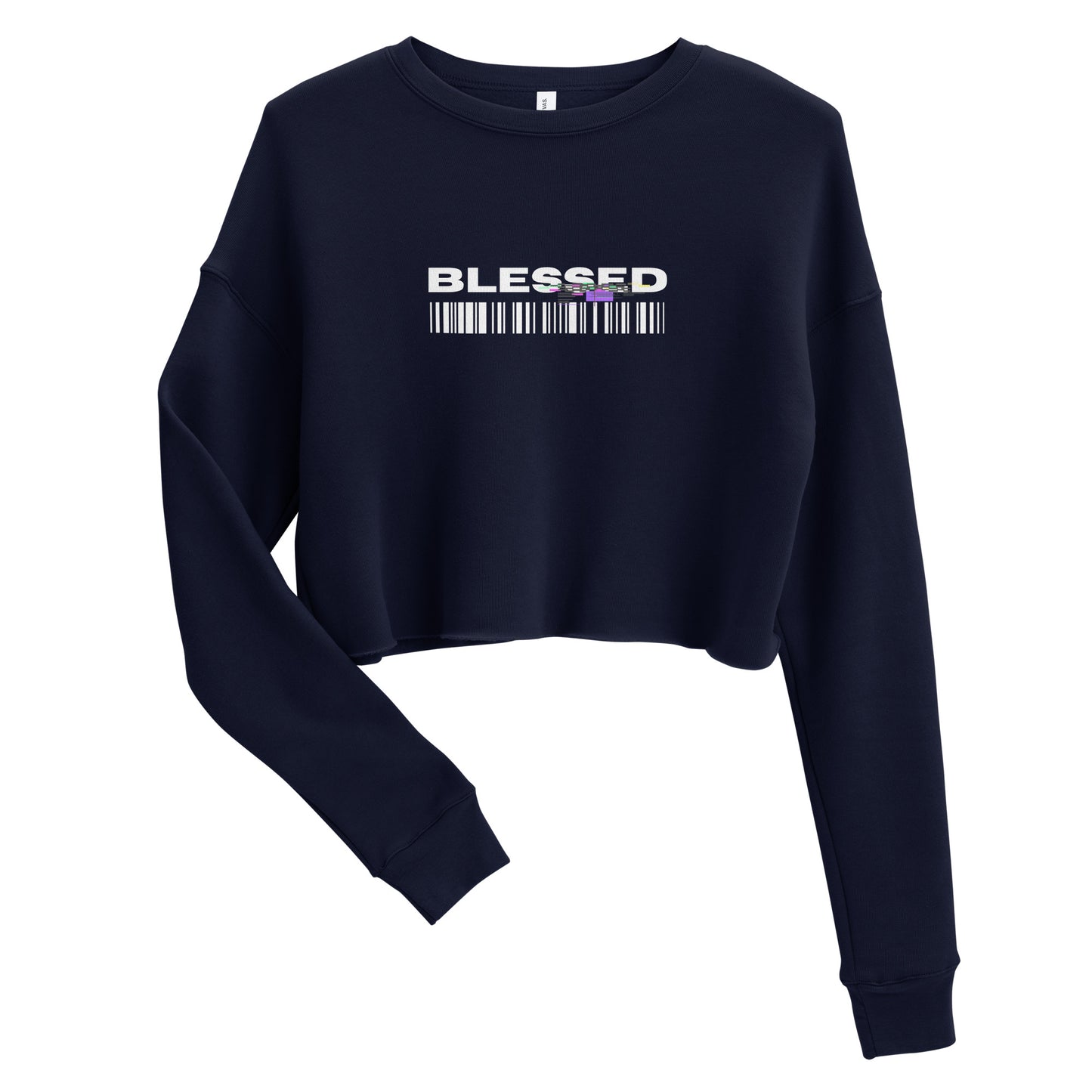 Divine Grace Blessed Women's Crop Sweatshirt - Navy - FLAKOUT