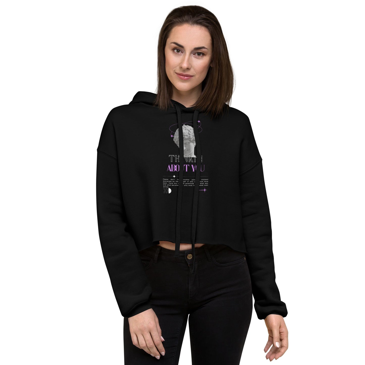 Mindfully Thinki'n About You Women's Crop Hoodie - FLAKOUT