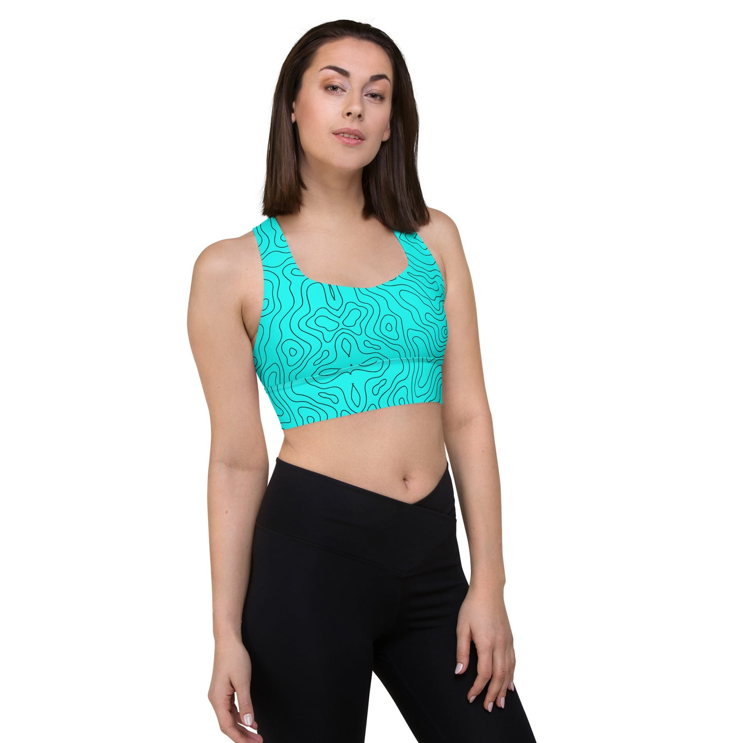 Blue Abyss Women's Longline Sports Bra - FLAKOUT